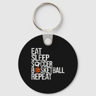 Eat Sleep Soccer Sketch Wiederholung lustigen Spor Schlüsselanhänger