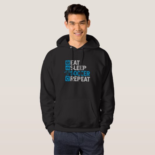 Eat Sleep Soccer Wiederholung Hoodie (Vorne ganz)