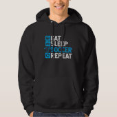 Eat Sleep Soccer Wiederholung Hoodie (Vorderseite)