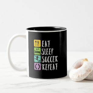 Eat Sleep Soccer Wiederholung Trainer Sportlüfter Zweifarbige Tasse