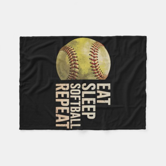 Eat Sleep Softll Repeat Funny Softll Player Men Wo Fleecedecke (Vorderseite (Horizontal))