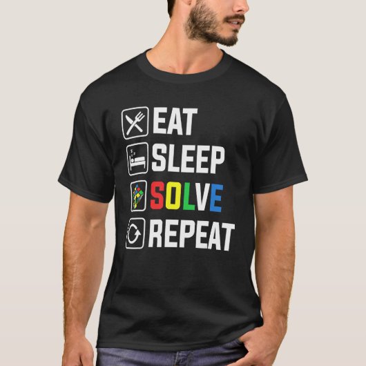 Eat Sleep Solve Repeat Cube Puzzle Speed Cubing T-Shirt (Vorderseite)