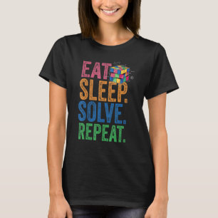 Eat Sleep Solve Wiederholen Math Speed Cubing Geni T-Shirt