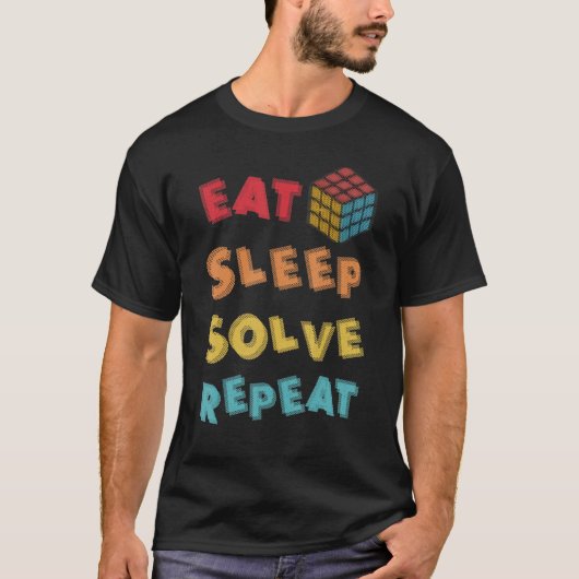 Eat Sleep Solve Wiederholen Math Speed Cubing Geni T-Shirt (Vorderseite)