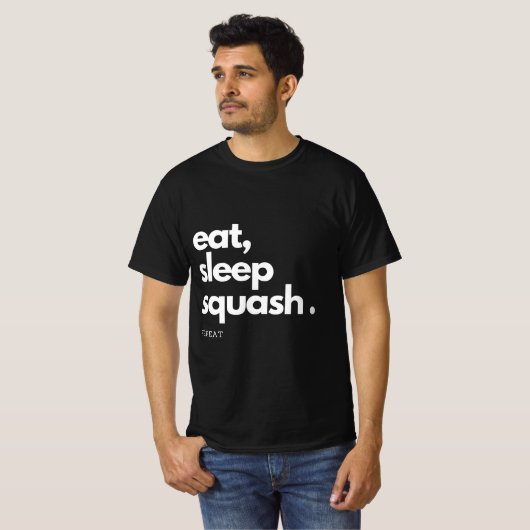 Eat Sleep Squash Wiederholung T-Shirt (Vorne ganz)