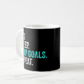 Eat Sleep Stop Goals Repeat - Torwart-Geschenk Kaffeetasse (Vorderseite Links)