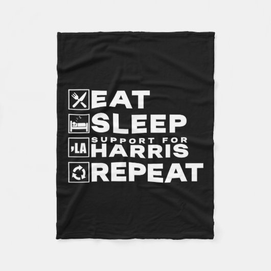 Eat Sleep Support Harris Repeat Kamala Harris 2024 Fleecedecke (Vorderseite)