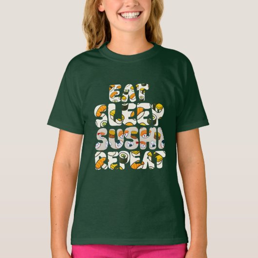 eat sleep sushi repeat design T-Shirt (Vorderseite)