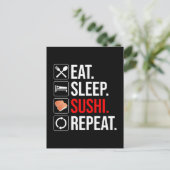 Eat. Sleep. Sushi. Repeat Postkarte (Stehend Vorderseite)