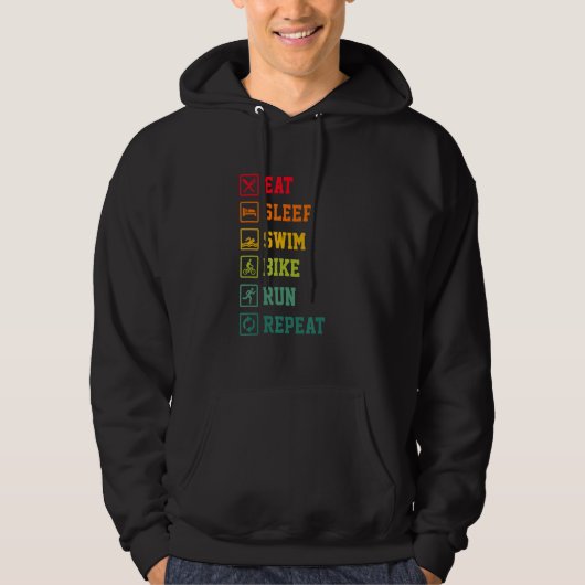 Eat Sleep Swim Bike Run Repeat Triathlon Triathlet Hoodie (Vorderseite)