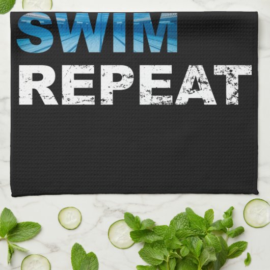 Eat Sleep Swim Repeat - Funny Geschenk für Schwimm Geschirrtuch (Gefaltet)