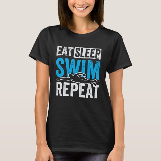 Eat Sleep Swim Repeat Swimmer T-Shirt (Vorderseite)