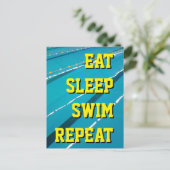 EAT SLEEP SWIM WIEDERHOLEN Pool Postkarten (Stehend Vorderseite)