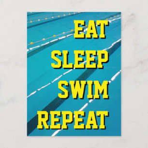 EAT SLEEP SWIM WIEDERHOLEN Pool Postkarten