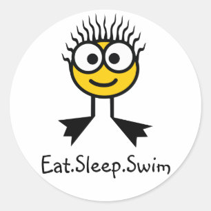 Eat.Sleep.Swim- YellowCharacter-Stickers Runder Aufkleber