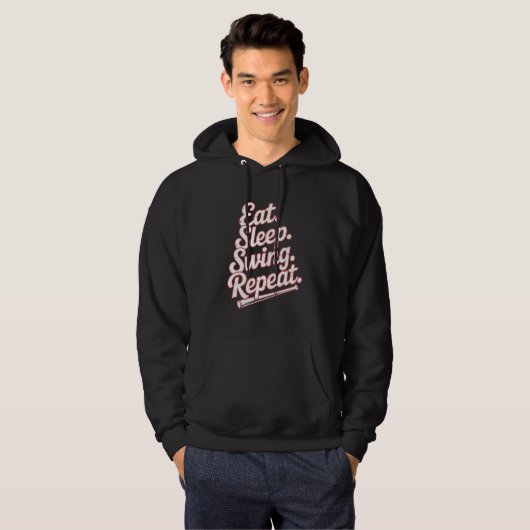 Eat Sleep Swing Repeat Baseball Routine Hoodie (Vorne ganz)