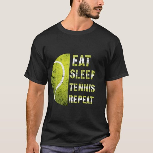 Eat Sleep Tennis Repeat Custom Name Funny Sports T-Shirt (Vorderseite)