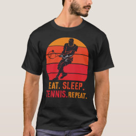 Eat Sleep Tennis Repeat Retro Sunset T-Shirt