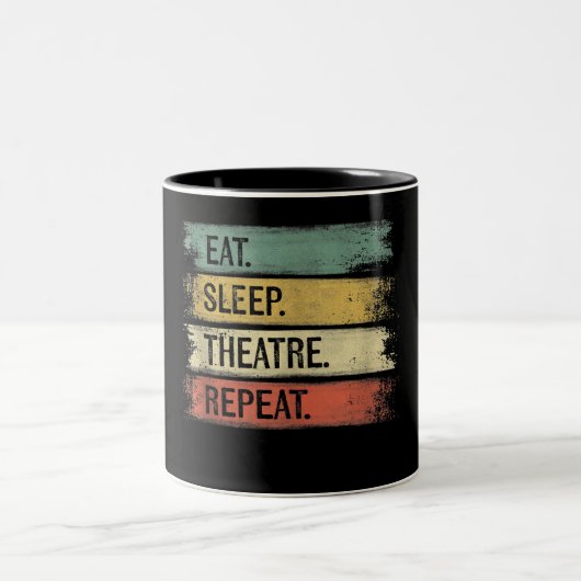 Eat Sleep Theater Wiederholung Theater Tech Gesche Zweifarbige Tasse (Mittel)
