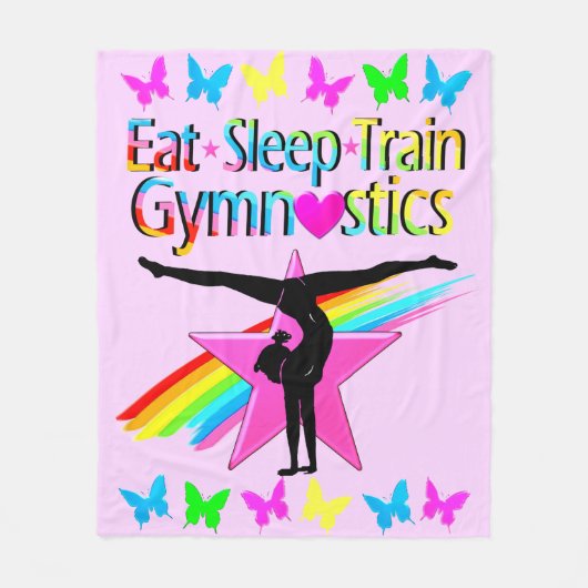 EAT SLEEP TRAIN GYMNASTICS RAINBOW DESIGN FLEECEDECKE (Vorderseite)