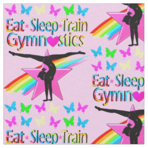 EAT SLEEP TRAIN GYMNASTICS RAINBOW DESIGN STOFF