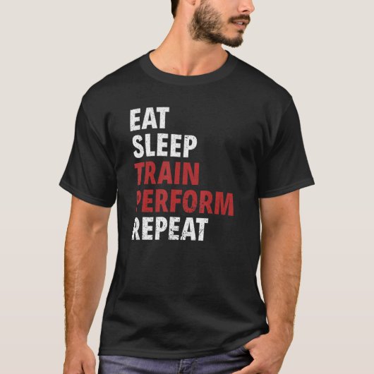 Eat Sleep Train Perform Repeat Aerial Silks T-Shirt (Vorderseite)