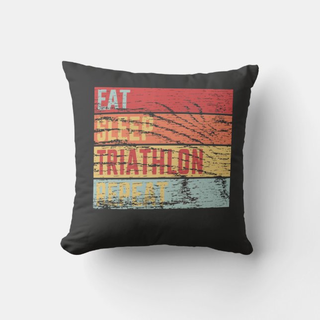 Eat Sleep Triathlon Repeat Kissen (Vorderseite)