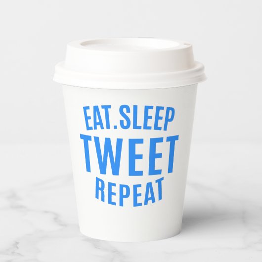 Eat Sleep Tweet Wiederholung Pappbecher (Vorderseite)