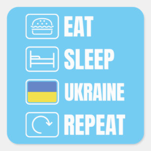 Eat Sleep Ukraine Wiederholung Quadratischer Aufkleber