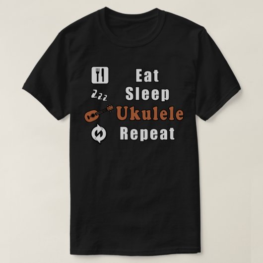 Eat Sleep Ukulele Repeat T-Shirt (Design vorne)