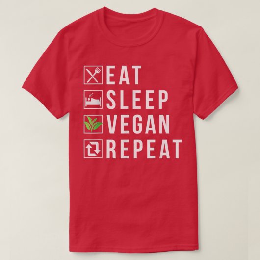Eat Sleep Vegan Repeat Funny Vegetarian Lifestyle T-Shirt (Design vorne)