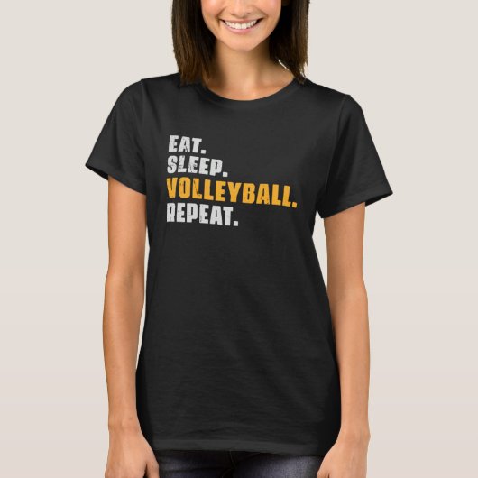Eat Sleep Volleyball Repeat   Volleyball Retro Vin T-Shirt (Vorderseite)