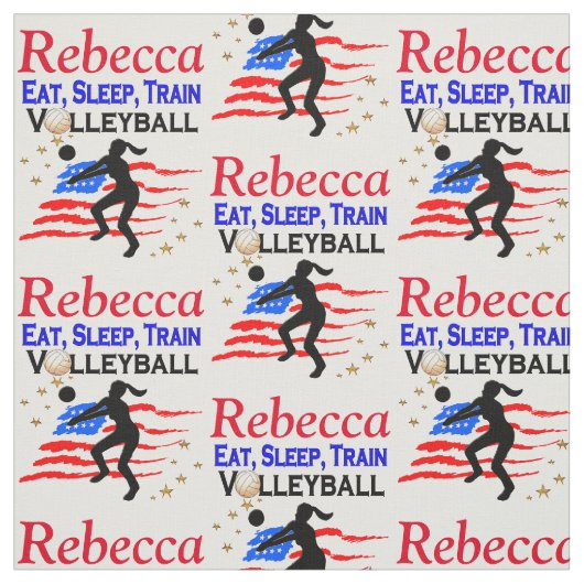 EAT SLEEP VOLLEYBALL USA PERSONALISIERT FABRIC STOFF (Muster)