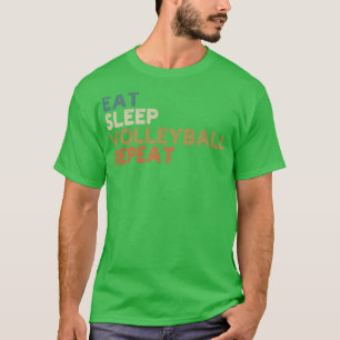 EAT SLEEP VOLLEYBALL WIEDERHOLEN lustiges Vintages T-Shirt