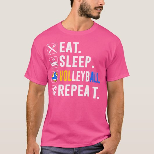 Eat Sleep Volleyball Wiederholung Funny Volleyball T-Shirt (Vorderseite)