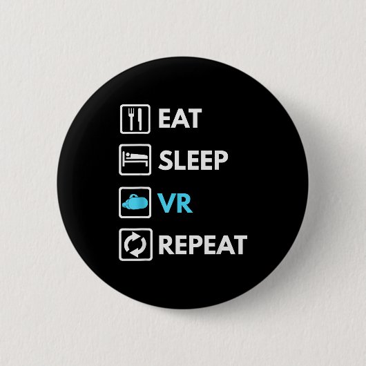 Eat Sleep Vr Repeat Funny Vr Gamer Boy Vr Athlete Button (Vorderseite)