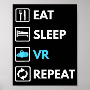 Eat Sleep Vr Repeat Lustiger Vr Gamer Boy Vr Athle Poster