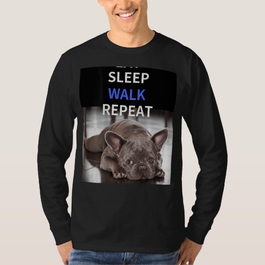 EAT SLEEP WALK REPEAT Bulldog Back Logo Kurz Slee T-Shirt (Vorderseite)