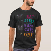 Eat Sleep Warrior Katzen Wiederholung TShirt (Vorderseite)