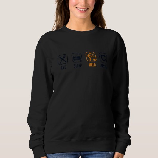 Eat Sleep Weld Repeat Inspector Tig Tack Mig Rig W Sweatshirt (Vorderseite)
