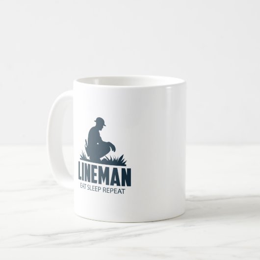 Eat Sleep Wiederholen lineman Vater Witziges Gesch Kaffeetasse (Vorderseite Links)