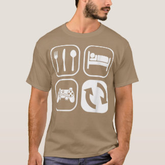 Eat Sleep Wiederholung Video Game Player Gaming Ga T-Shirt