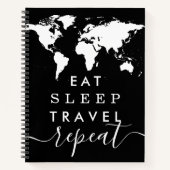 Eat Sleep Wiederholung World Map Travel Journal No Notizblock (Vorderseite)