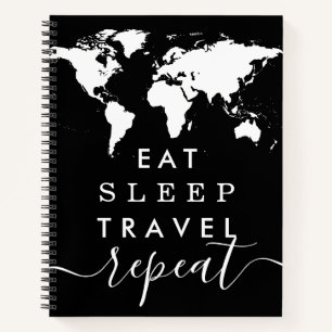 Eat Sleep Wiederholung World Map Travel Journal No Notizblock