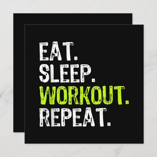 Eat Sleep Workout Wiederholung Funny Work Out Gym  Einladung (Vorne/Hinten)
