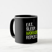 Eat Sleep Workout Wiederholung Funny Work Out Gym  Tasse (Vorderseite Links)