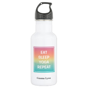 Eat Sleep Yoga Pastell Ombre Edelstahlflasche