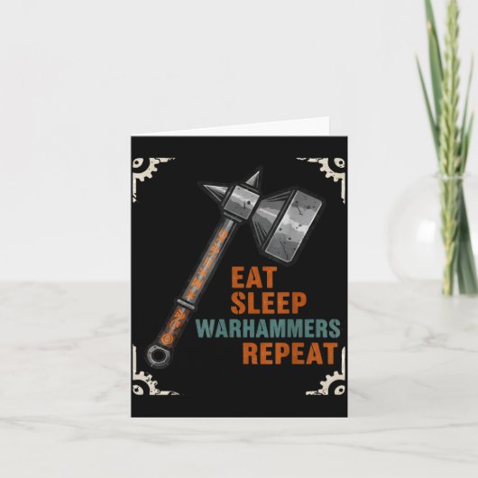 Eat Sleeps Warhammers Repeats Tee For Men Women Bo Karte (Vorderseite)