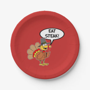 Eat Steak Turkey Pilgrim Hat Erntedank Pappteller