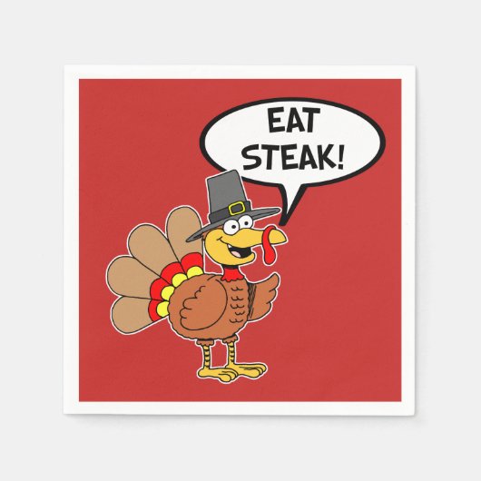 Eat Steak Turkey Pilgrim Hat Erntedank Serviette (Vorderseite)
